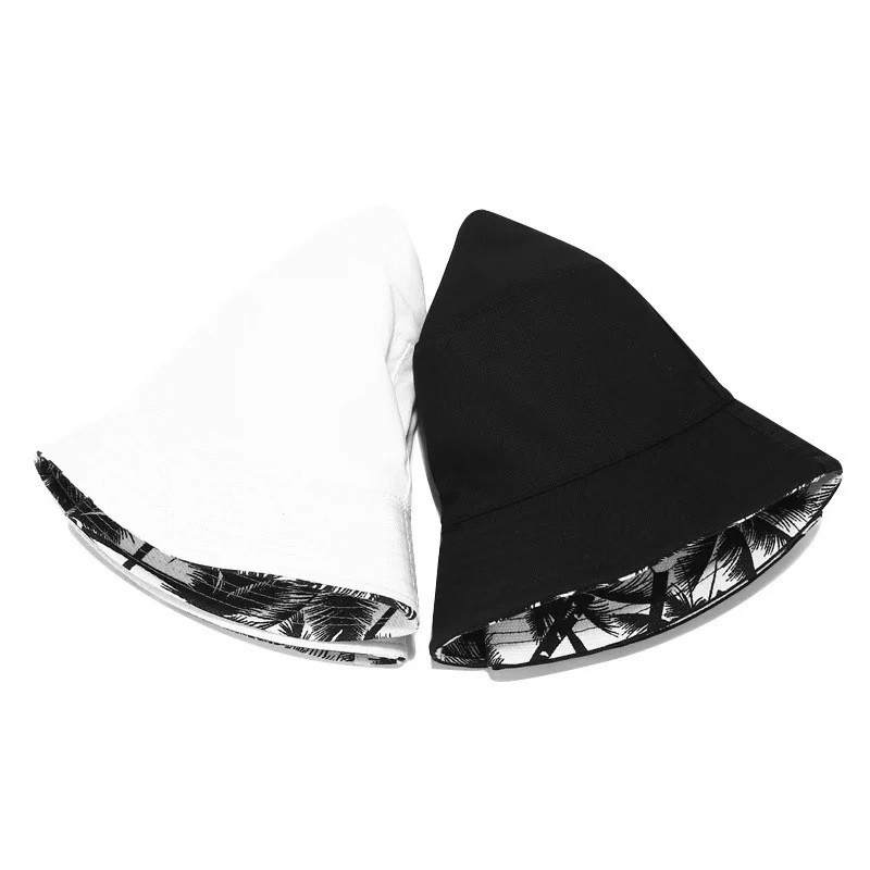 Mũ Bucket hai mặt nam nữ họa tiết cây dừa vành tròn cao cấp - ẢNH THẬT - Nón bucket hat hai mặt vành tròn