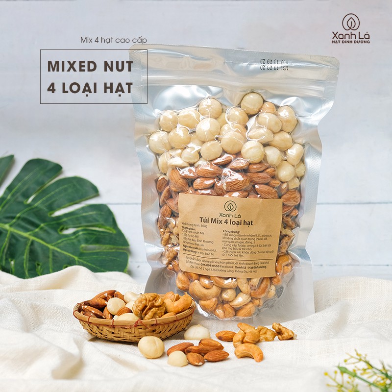 [Mã GROSALE2703 giảm 8% đơn 250K] Hạt MIX 4 Loại hạt dinh dưỡng ( Óc chó, Hạnh nhân, Điều, Macca)