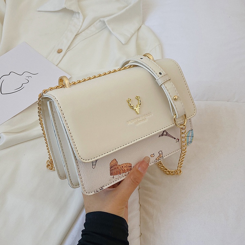 Túi Đeo Vai Hình Vuông Cỡ Nhỏ Màu Sắc Tương Phản Thời Trang Cho Nữ