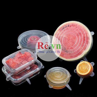 Set 6 nắp đậy silicon cao cấp HomeCare tiện lợi, dùng thay màng bọc thực phẩm, mua 1 lần dùng cả năm
