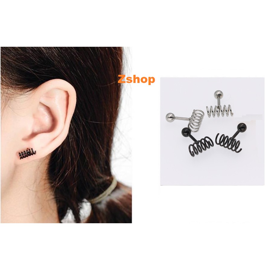 Khuyên tai thép titan hình lò xo (nút vặn) MIB14