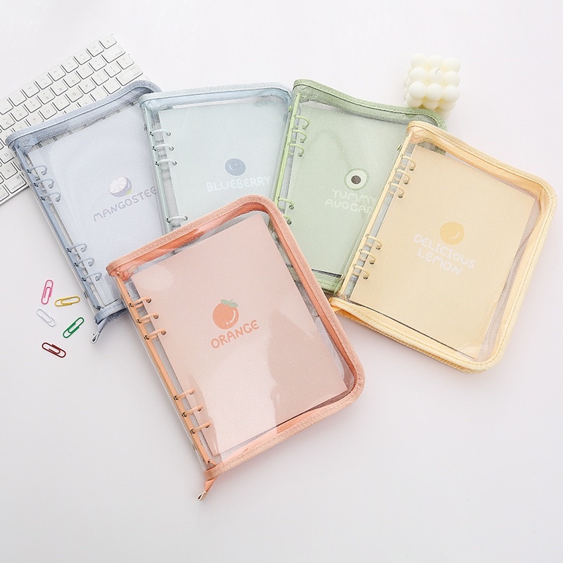 GLITTER BINDER ZIP CANVAS A5/A6BÌA A5 VIỀN VẢI