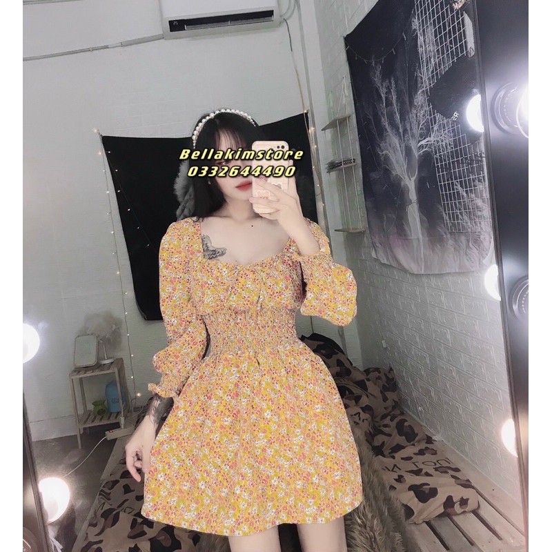 Đầm hoa lụa nhí vintage bo eo siêu xinh form dáng y hình Bảng màu thật ảnh cuối | BigBuy360 - bigbuy360.vn