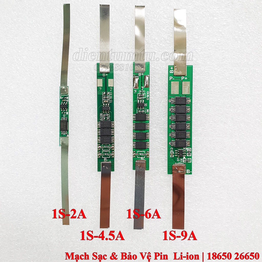 Mạch Sạc và Bảo Vệ Pin 1S 3.7V 2A - 9A dùng cho Pin Lithium - Li-ion - 18650
