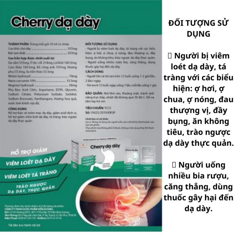 Cherry Dạ Dày Hỗ Trợ Bảo Vệ Niêm Mạc Dạ Dày Tránh Trào Ngược Thực Quản