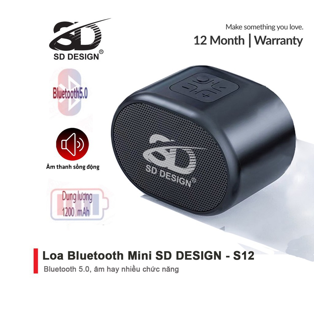 Loa Bluetooth Mini S12 Không Dây Chính Hãng SD Design Nghe Nhạc Hay Âm Thanh Chất Lượng Hỗ Trợ