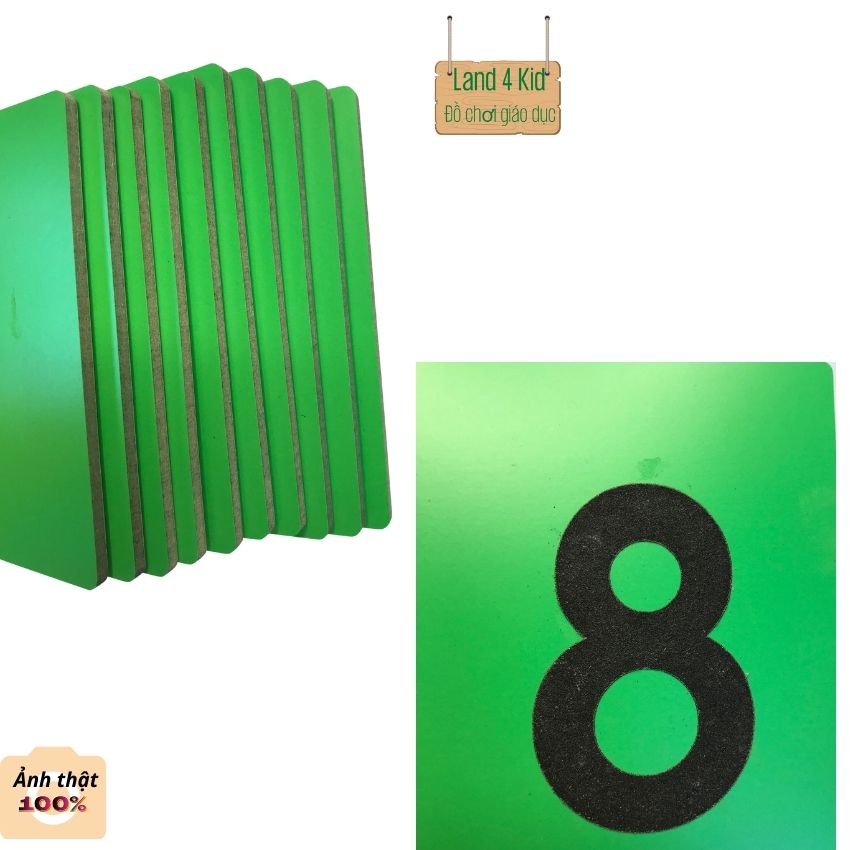 Đồ chơi giáo dục sớm - Giáo cụ Montessori - Đồ chơi cho bé bằng gỗ - Bộ thẻ số nhám từ 0 đến 9 MR2 Land4Kid