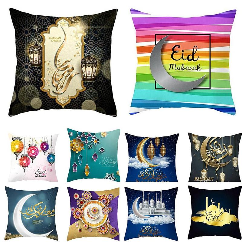 Bao gối vuông một mặt 45*45 bằng polyester in họa tiết Eid Mubarak