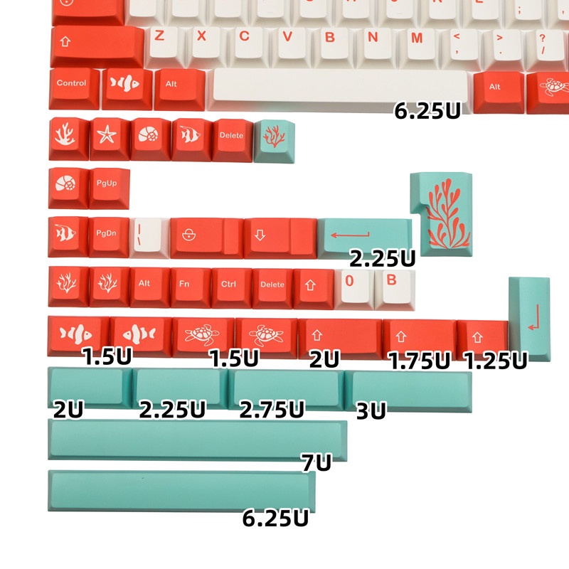 Nút Bàn Phím Cơ GMK Coral PBT Nhuộm Màu Thời Trang