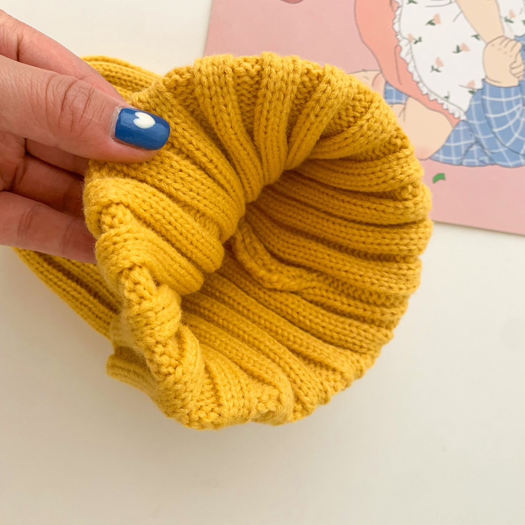 Mũ len giữ ấm thêu hình gấu màu kẹo cho bé 1-5 tuổi