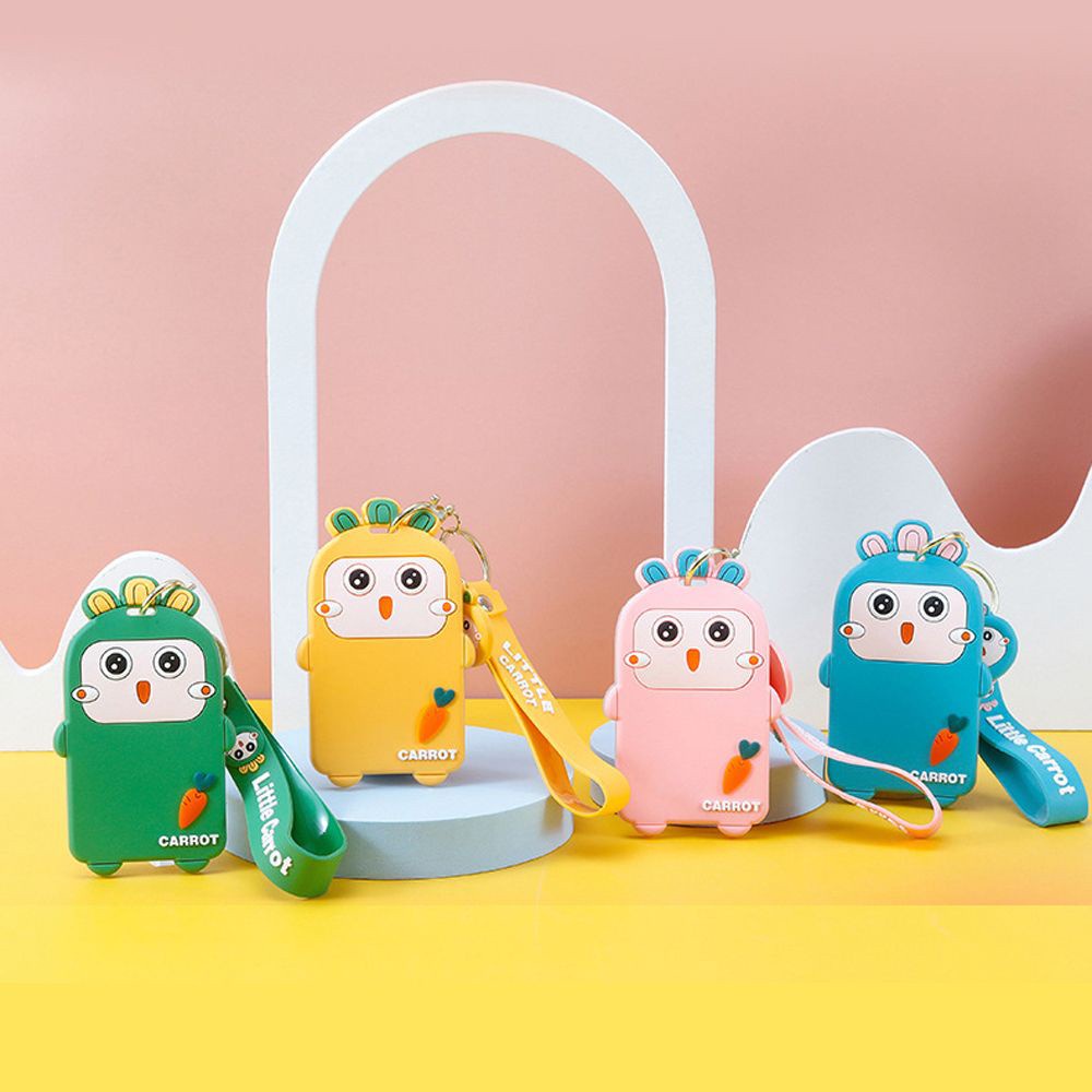 Bao đựng bảng tên bằng silicon in họa tiết hoạt hình hai mặt nhiều màu có móc khóa cho học sinh