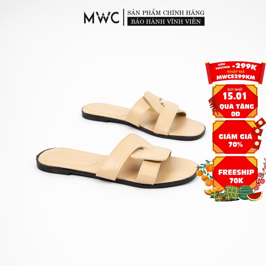 Dép Nữ MWC Đế Bệt Quai Ngang Xoắn Cách Điệu NUDE-3489