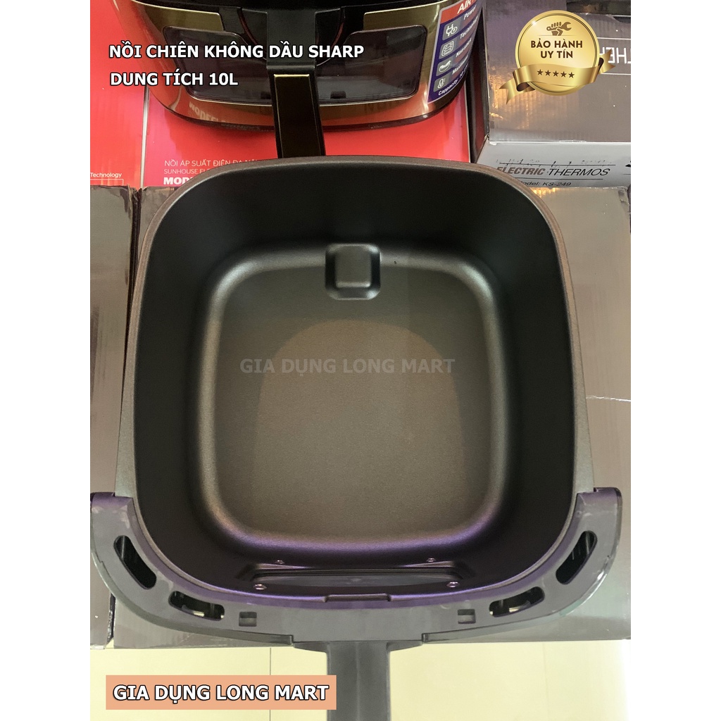 Nồi chiên không dầu SHARP 10Lít KS10 Công nghệ chiên AIR FRYER Thiết kế Cửa Kính Nổi Bật Sang Trọng, Hàng Chính Hãng
