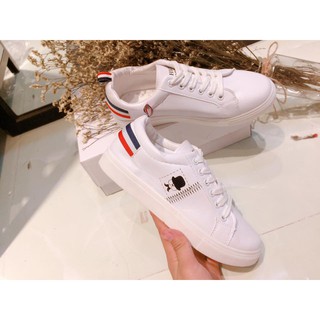 Giày bata trắng cổ kẻ sọc 3 màu