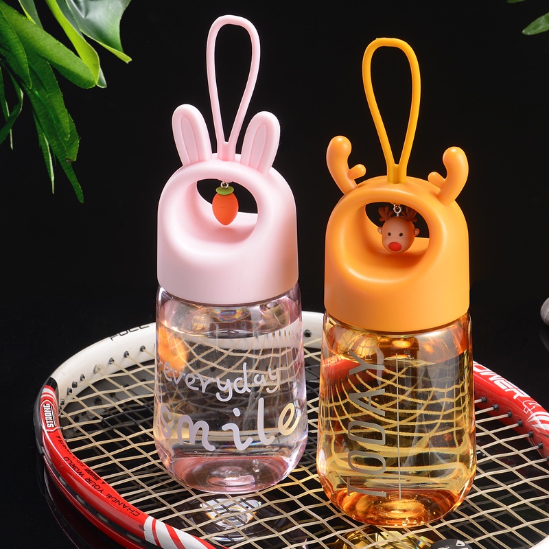 Bình Nước Nhựa Có Tay Cầm Họa Tiết Hoạt Hình Dễ Thương Cho Bé