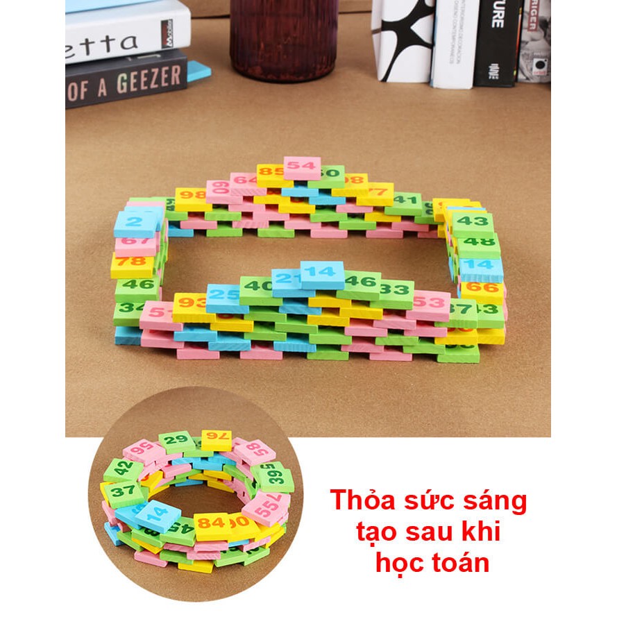 Đồ chơi Domino cho bé học toán bằng gỗ 300 chi tiết (hộp xanh)