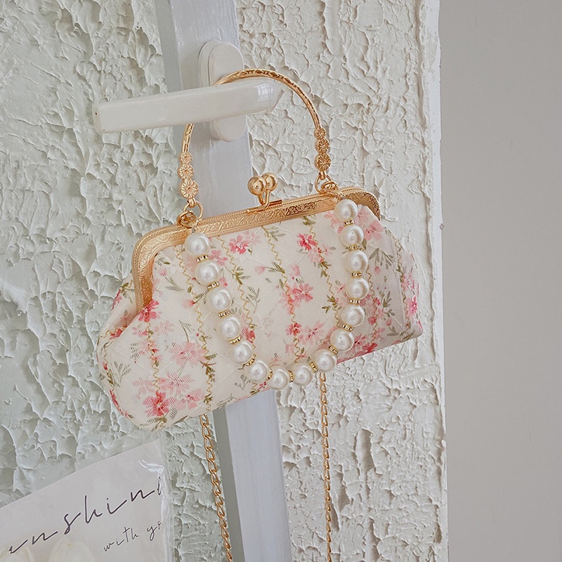 IELGY Lace Pearl Ladies Chain Hand Messenger Bag