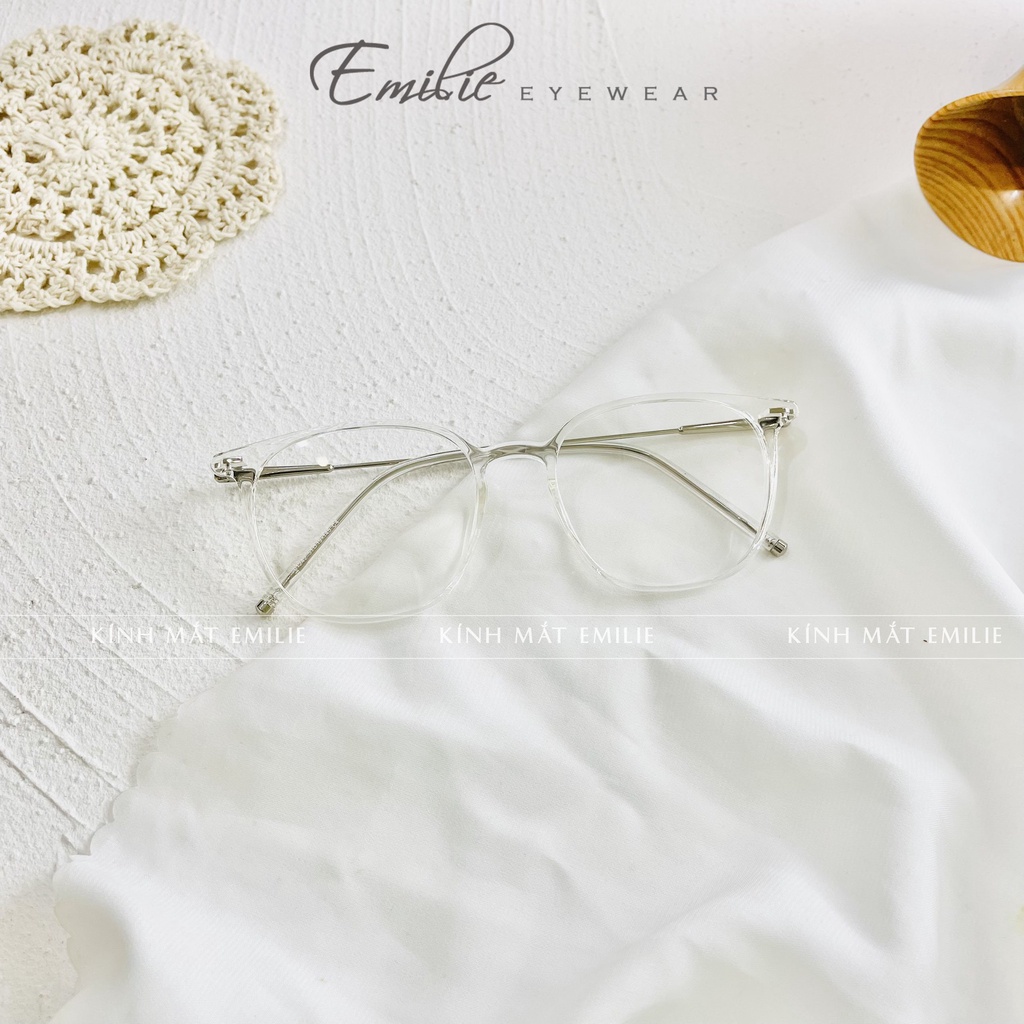 Gọng kính vuông bầu nam nữ nhựa dẻo cao cấp mảnh nhẹ Kính mắt Emilie phụ kiện thời trang 01242