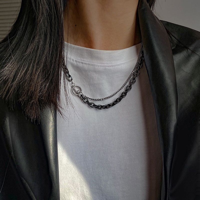 Vòng cổ Hai Lớp Phong Cách hip hop Thời Trang