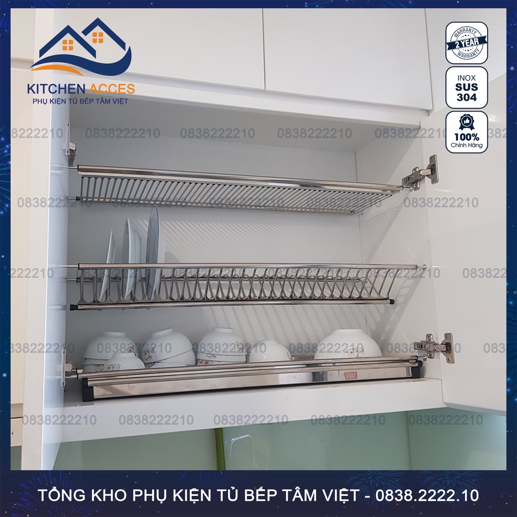 Giá Úp Bát Đĩa Cố Định Chữ V Inox304 - Bảo Hành Chính Hãng [Có Thợ Lắp Đặt]