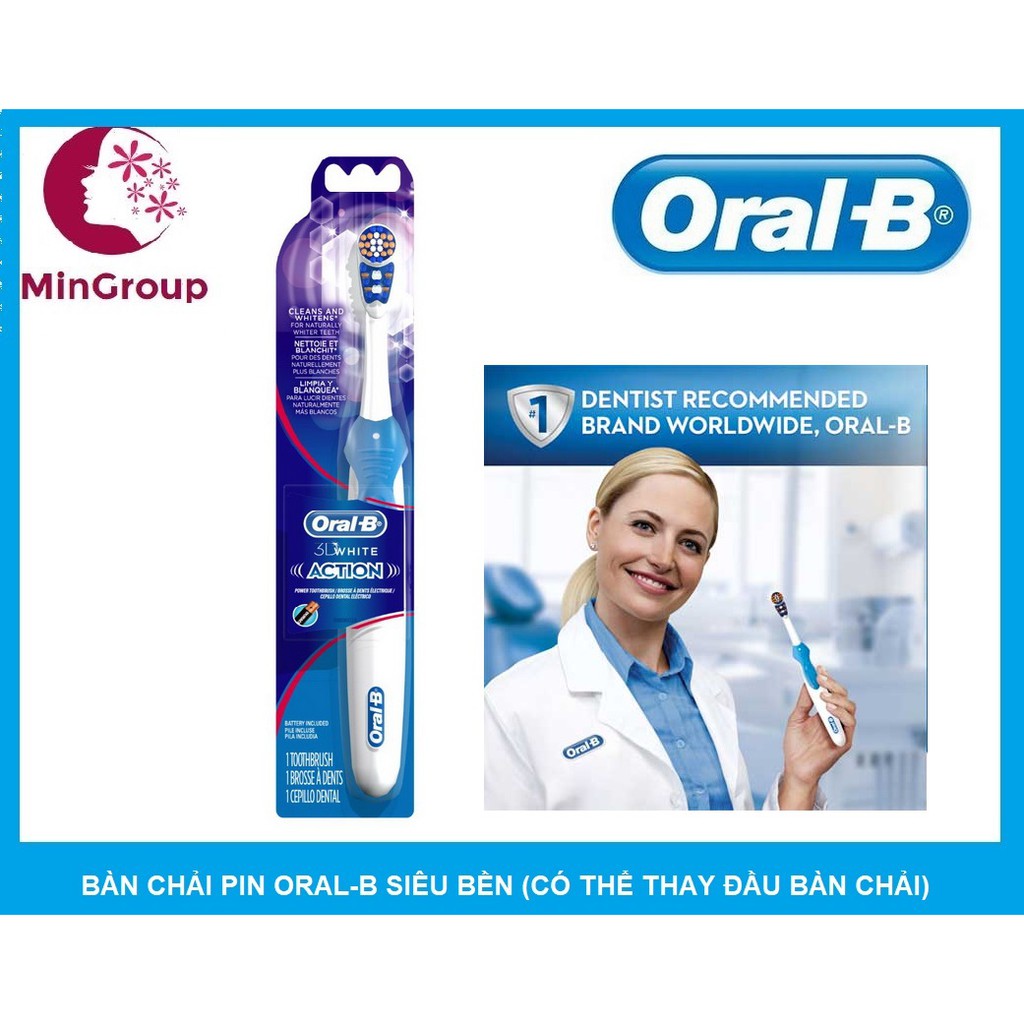 [HÀNG ĐỨC- CÓ SẴN] Bàn chải đánh răng bằng pin Oral-B siêu bền (có thể thay thế đầu bàn chải) sạch từng kẻ răng