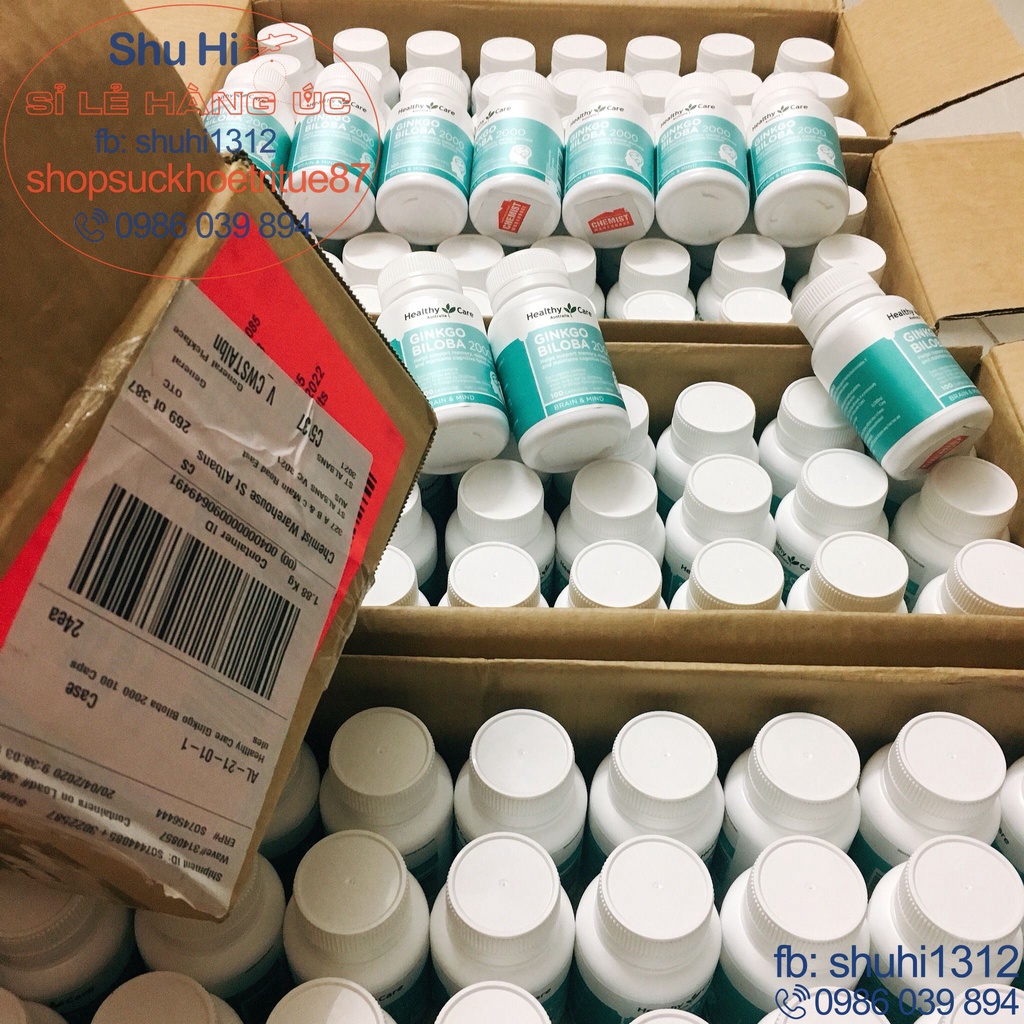 Bổ não, hoạt huyết dưỡng não healthy care ginkgo biloba 2000mg, 100 viên úc