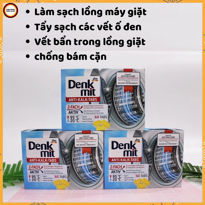 [Hàng NK Đức ] 10 VIÊN Vệ sinh lồng giặt làm sạch lồng giặt tẩy lồng giặt  DENKMIT - cho máy cửa trước và cửa trên