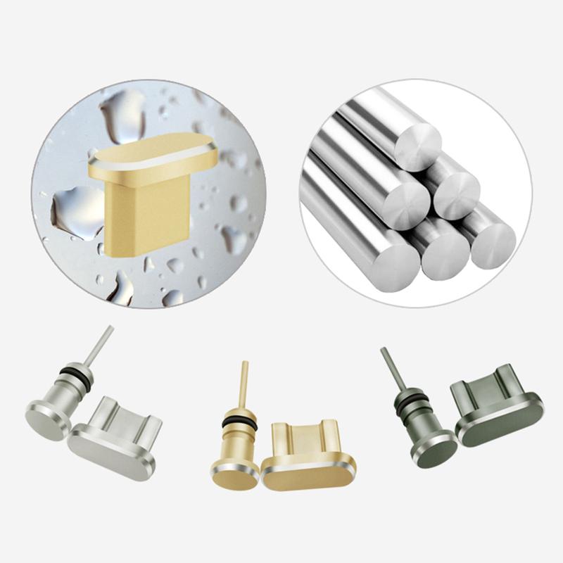 Phone Accessory Alloy Type C Micro USB Charging Port + 3.5mm Earphone Port Dust Plug For IPAndroid