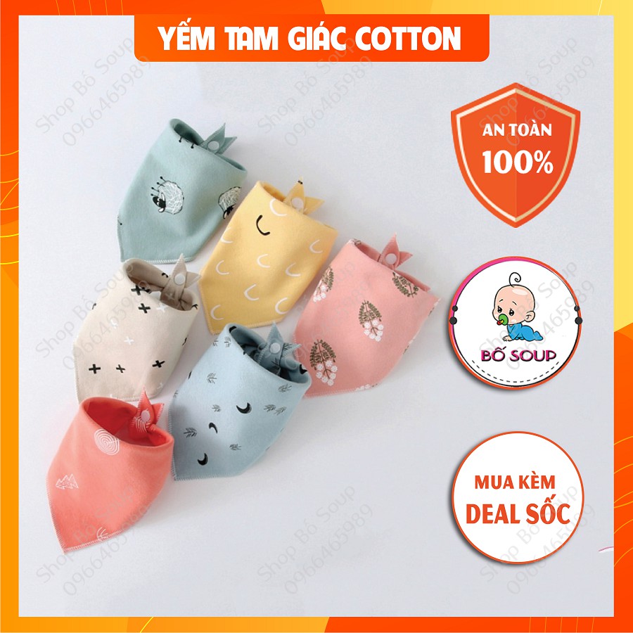 Khăn yếm tam giác cho bé chất liệu Cotton 2 lớp có cúc bấm cao cấp Shop Bố Soup