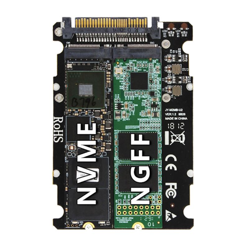 FUN M.2 SSD to U.2 Adapter 2 in 1 M.2 NVMe Key B/M NGFF SSD to PCI-e U.2 SFF-8639 Adapter PCIe M2 Converter Desktop Computer