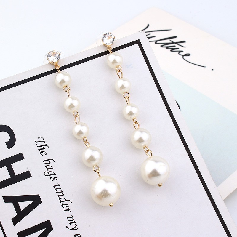 Bông tai dáng dài đính hạt ngọc trai nhân tạo