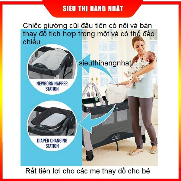 Giường cũi trẻ em Graco PNP REV Napper Boden 9D30BODHK