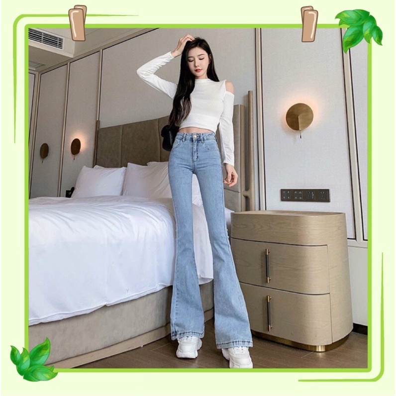 QUẦN JEANS ỐNG LOE HAI MÀU CƠ BẢN FROM CHUẨN SIÊU ĐẸP