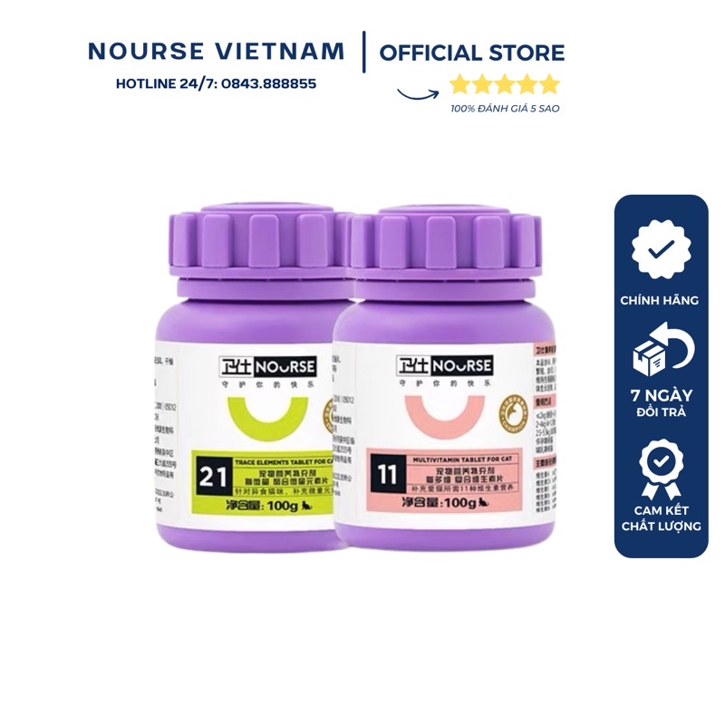 Combo Nourse 11+21 cho mèo bầu bổ sung vitamin, sắt và nguyên tố vi lượng