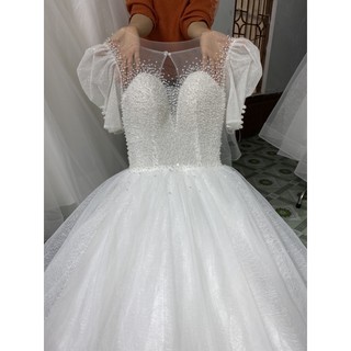 Áo cưới mặc  tiệc phủ  kim sa