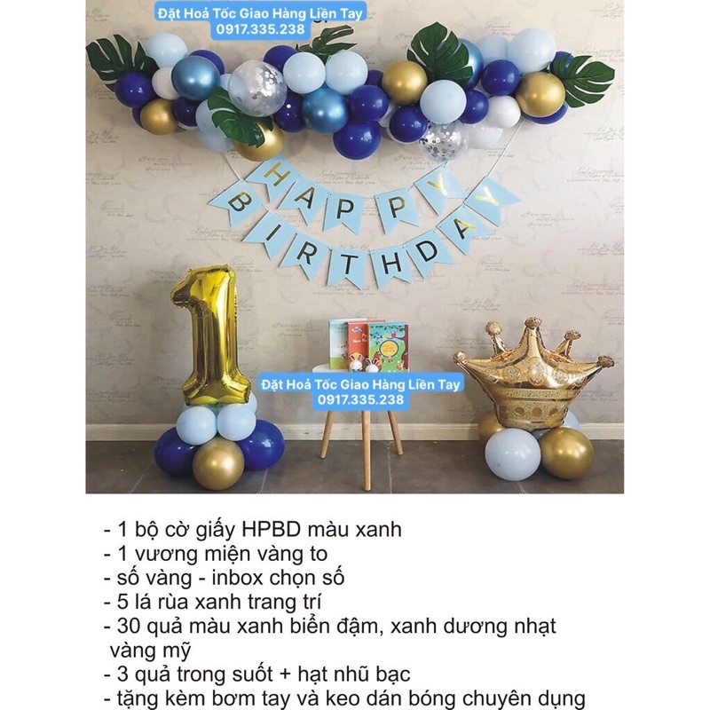 Set Bóng Phối Màu HPBD Dây Chữ Ánh Kim Y Hình Xinh