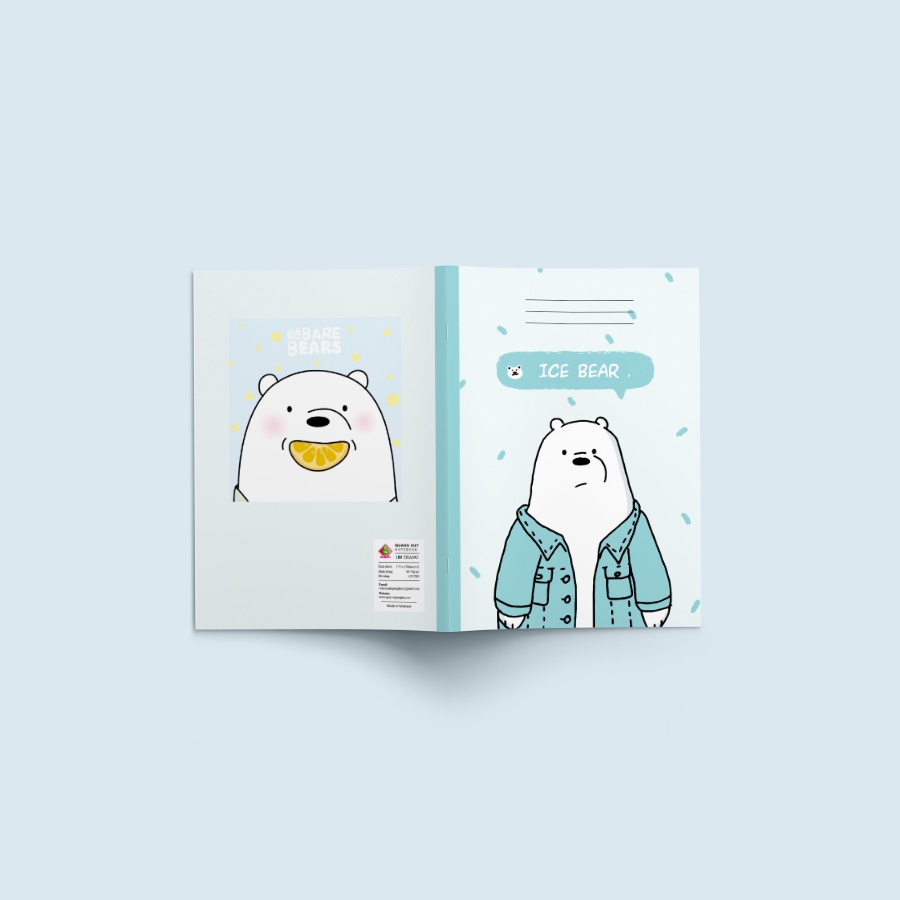 Vở 120 trang, tập kẻ ngang Six Sunday Gấu Trắng, vở viết học sinh dòng kẻ lined, sổ b5 ghi chép cấp 2 giấy cao cấp