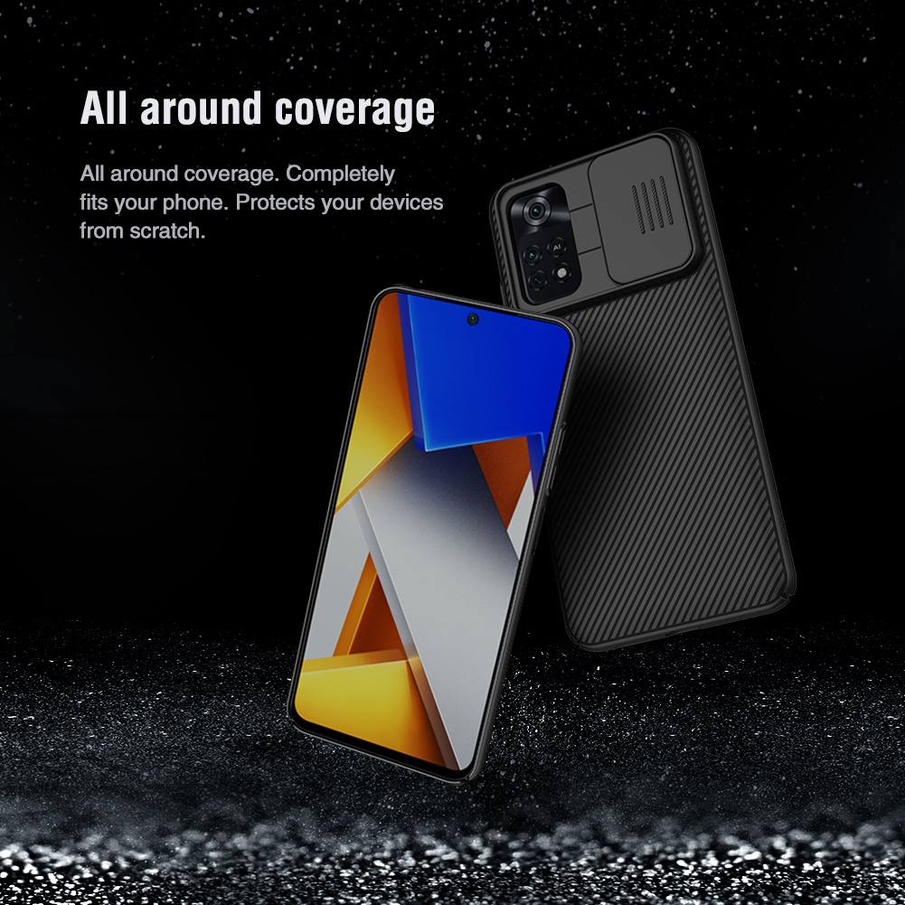 Ốp Điện Thoại Nillkin Bằng PC Cứng Chống Sốc Có Nắp Trượt Bảo Vệ Camera Cho Poco M4 Pro 4G