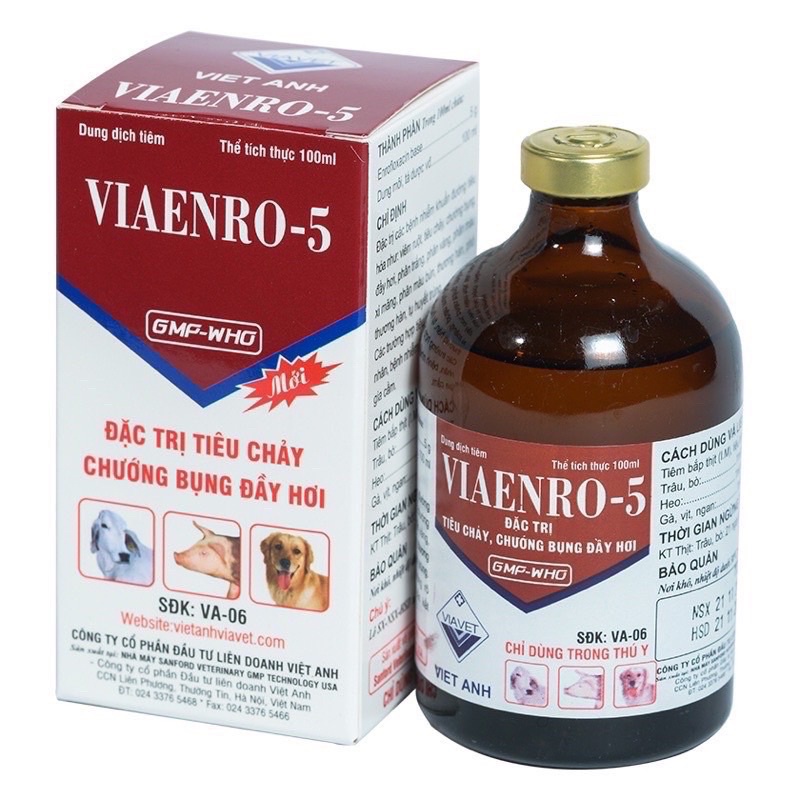 1 Lọ VIAENRO-5 dành cho chó bị tiêu chảy, chướng bụng đầy hơi