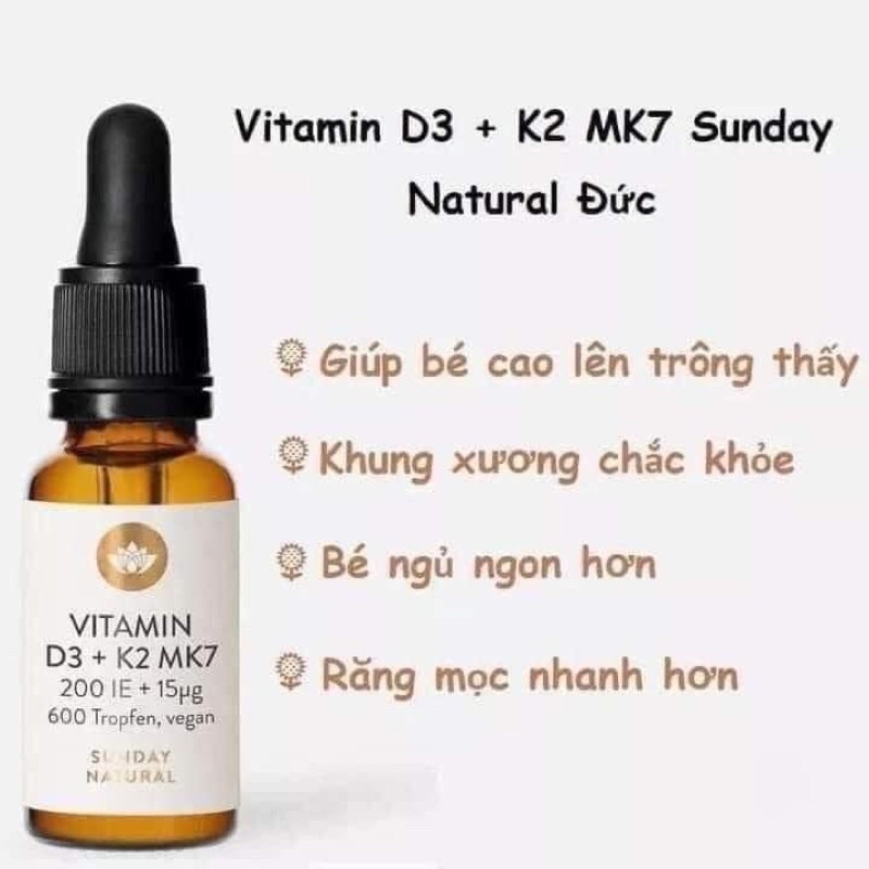❤️❤️VITAMIN D3 K2 MK7 SUNDAY NATURAL ĐỨC 20ml❤️❤️