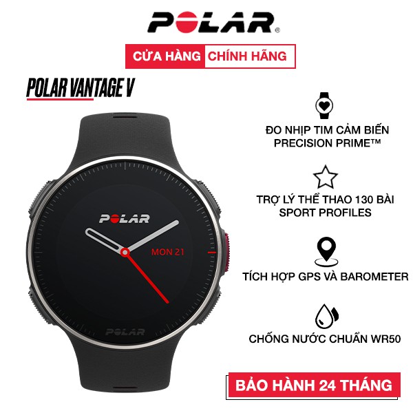 Đồng Hồ Thể Thao Thông Minh Polar Vantage V - Bảo hành 24 tháng chính hãng