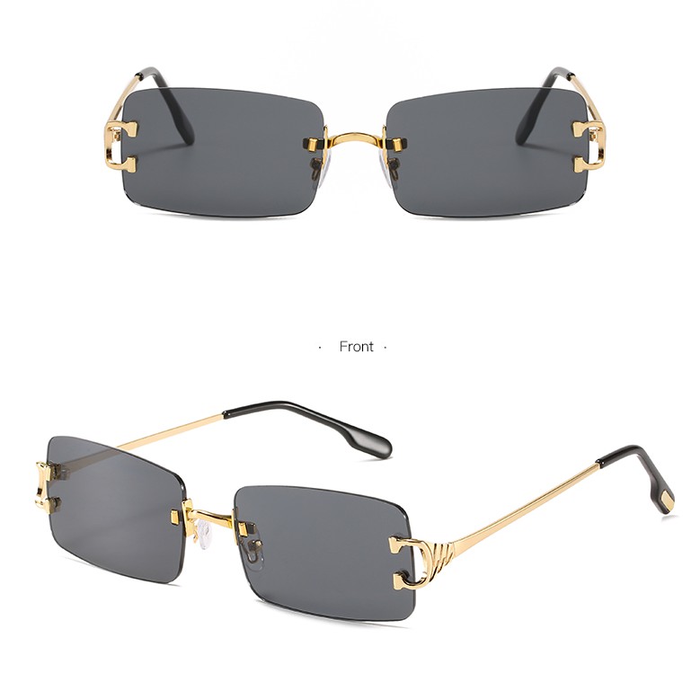 Kính mát gọng kim loại vuông chống tia UV kiểu dáng thời trang dành cho nữ
