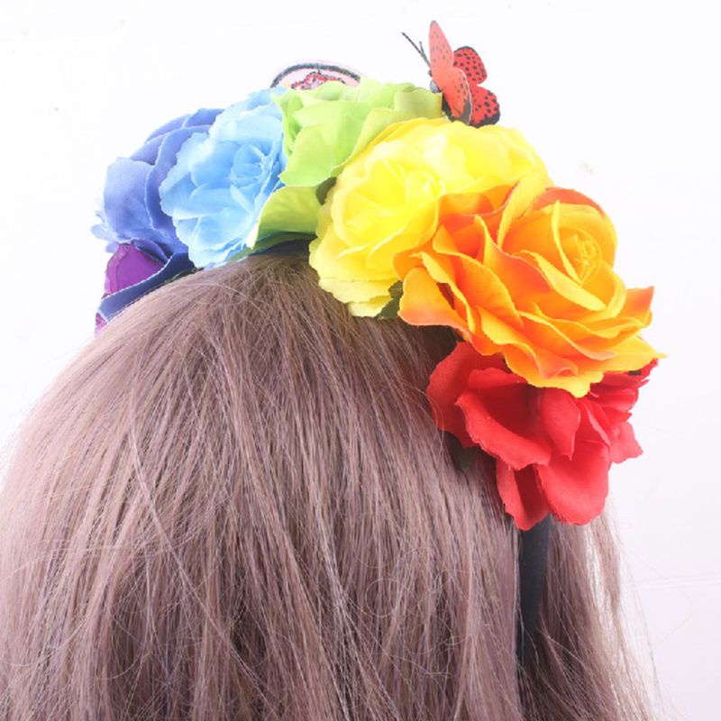 Băng Đô Thêu Hình Đầu Lâu Hoa Hồng 3D Cho Ngày Lễ Halloween