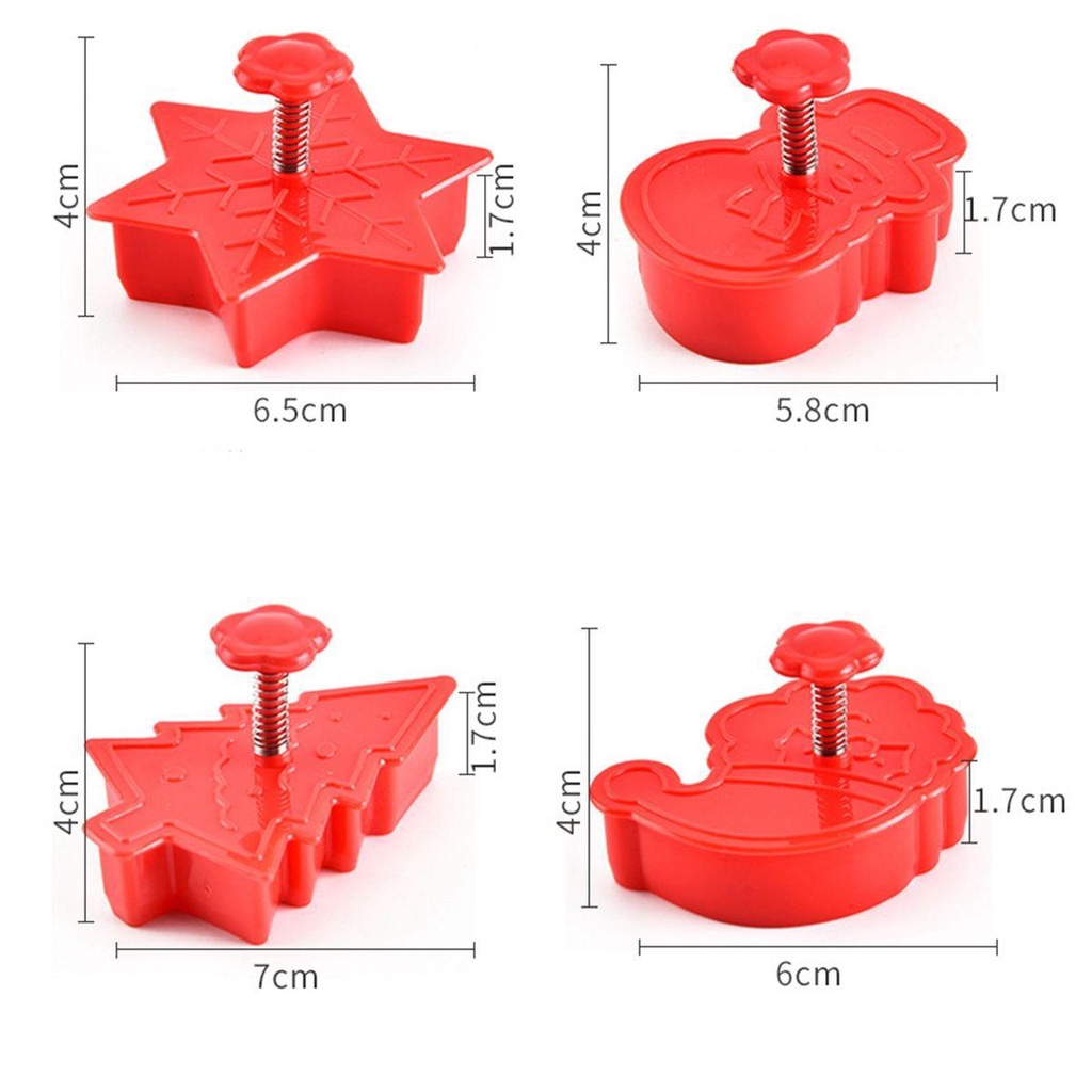 PATRICIA Bộ Khuôn Cắt Bánh Quy Hình Giáng Sinh 3D Dễ Thương
