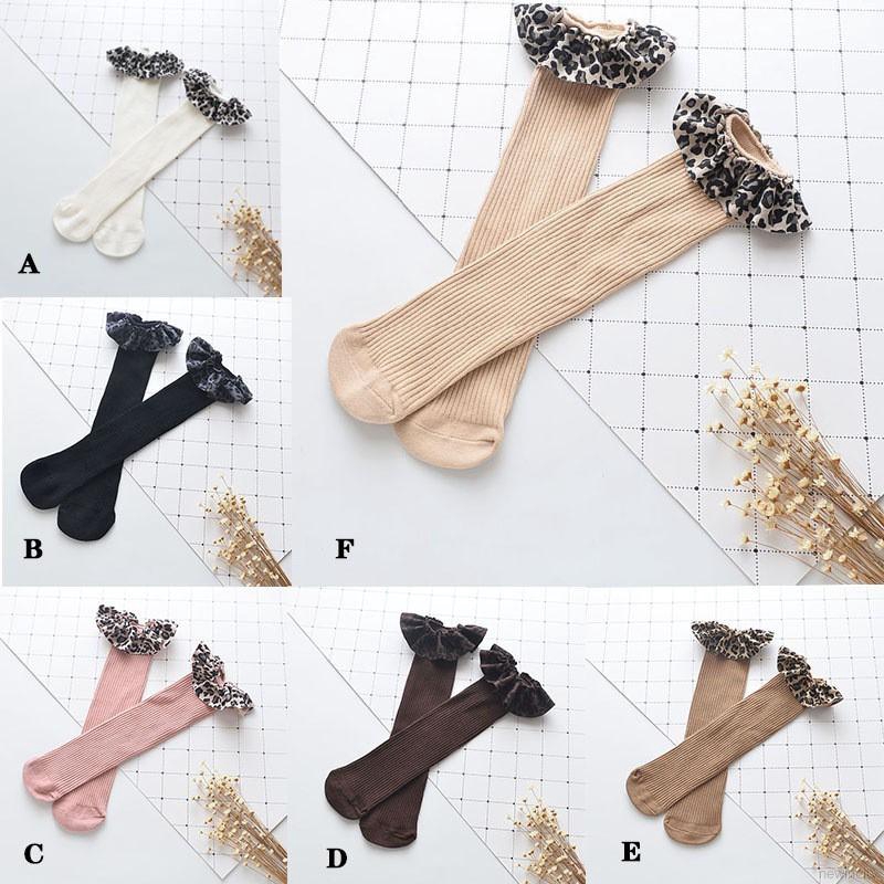 Vớ cotton dài họa tiết da báo xinh xắn dành cho bé gái