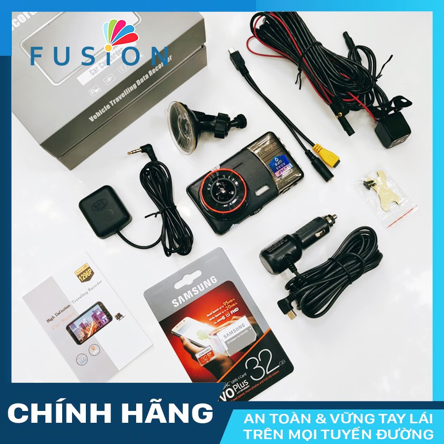 Camera hành trình ô tô Fusion V2 có GPS kiêm camera lùi + thẻ nhớ 32GB Class 10 | BigBuy360 - bigbuy360.vn