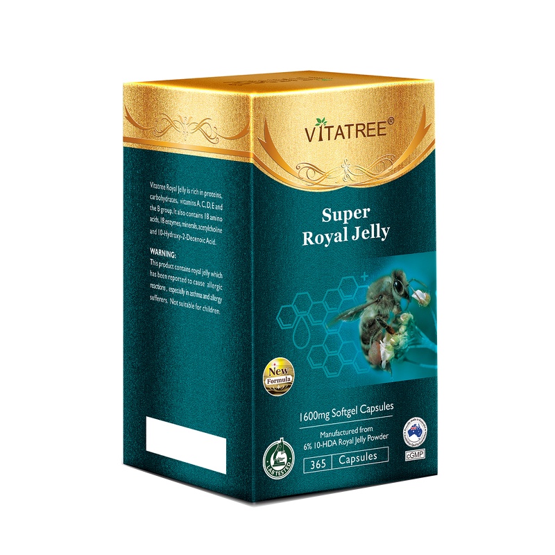 Viên uống sữa ong chúa VITATREE Royal Jelly 1600mg - Bồi bổ cơ thể - Làm đẹp da - Hộp 365v