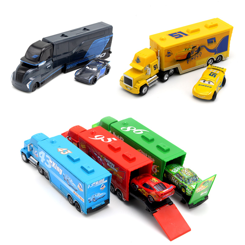 Disney Pixar Cars Lightning McQueen 3 Hauler Truck 1:55 Diecast Model Loose Toys