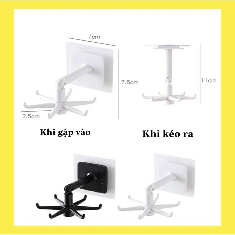 Móc dán tường chịu lực ❤️SALE❤️ Móc treo đồ nhà bếp đa năng trong suốt có thể xoay 360 độ không cần đục lỗ QC67