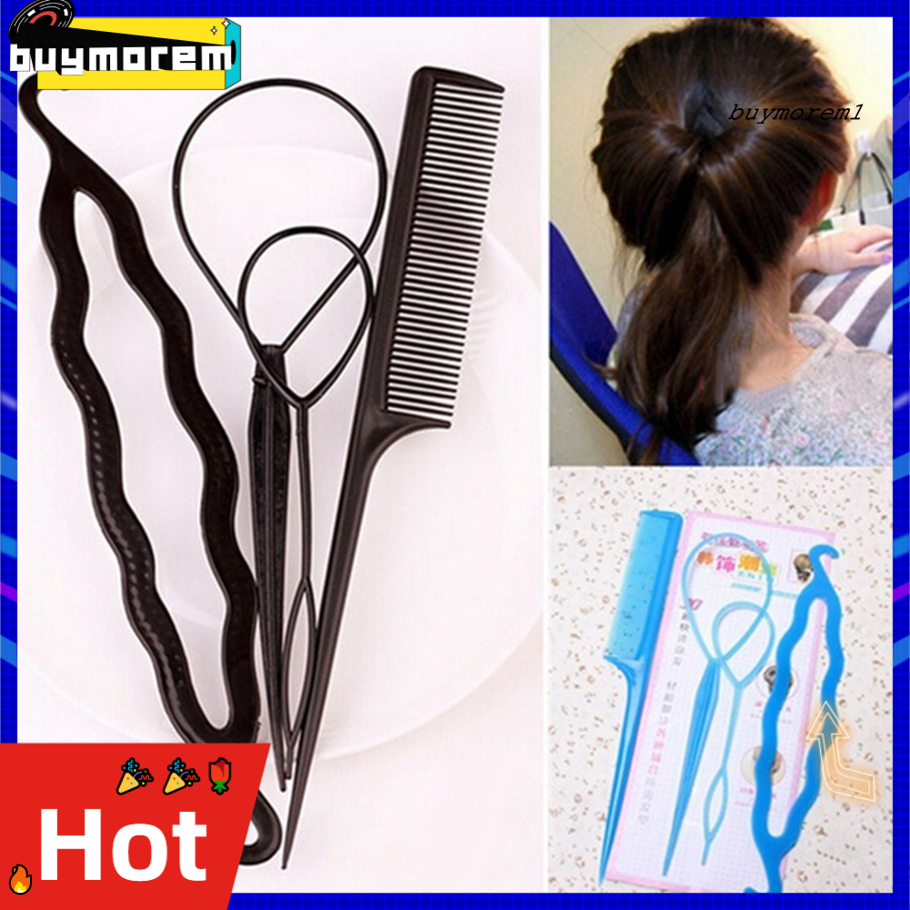 Bộ 4 Dụng Cụ Tạo Kiểu Tóc Búi Hình Bánh Donut DIY Dành Cho Nữ